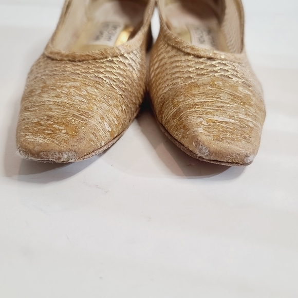 Vintage Timothy Hitsman Gold Mesh Block Heel Pumps size 10 - Picture 6 of 15